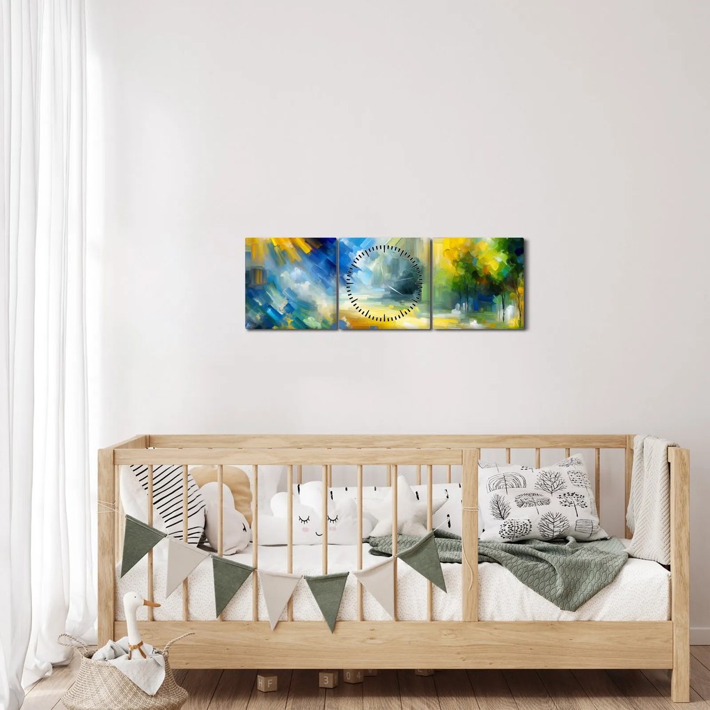 Tablou - Zi însorită abstractă (cu ceas) (90x30 cm)