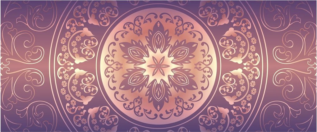 Tablou - Mandala pe gradient violet (120x50 cm)