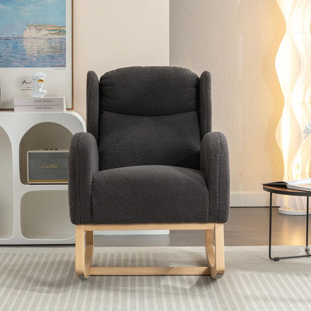 Scaun balansoar modern cu husă din material Teddy, Gri închis | Aosom Romania