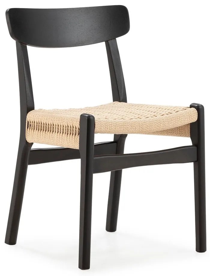 Scaune de dining negre 2 buc. din lemn de arbore de cauciuc Biel – MOME