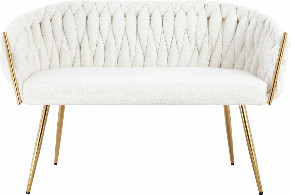 HR750 Crem Bouclé Canapea cu Picioare Aurii