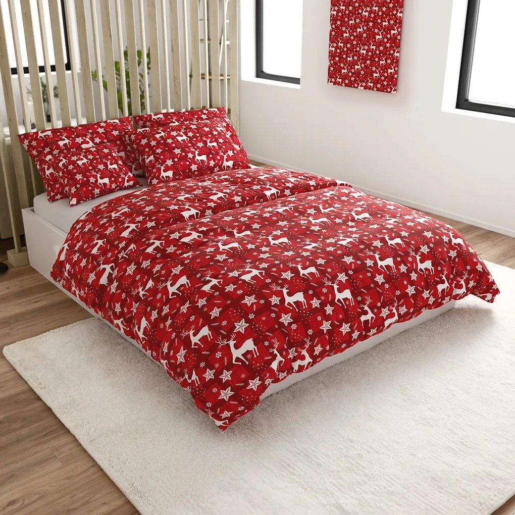 Lenjerie de pat din microfibra VELVET CHRISTMAS rosie Dimensiune lenjerie de pat: 2 buc 70 x 90 cm | 200 x 220 cm