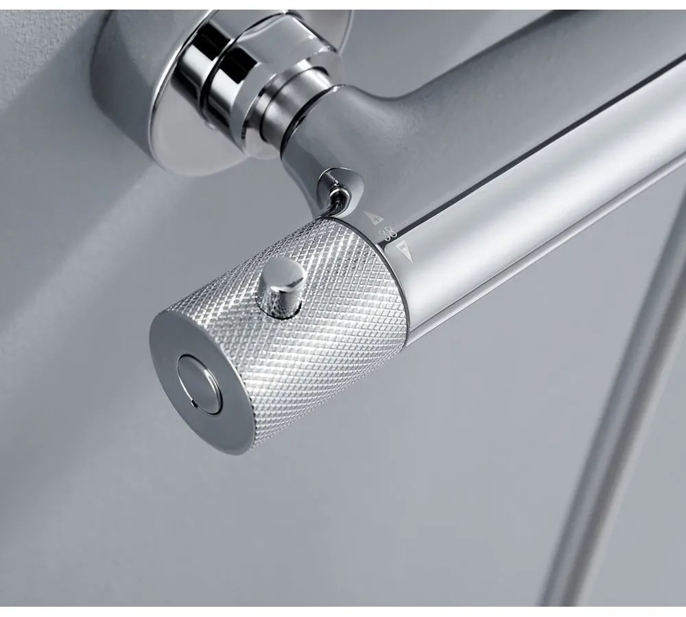 Baterie argintiu-lucios pentru cadă cu montare pe perete (2 ieșiri) Solaris – Sapho