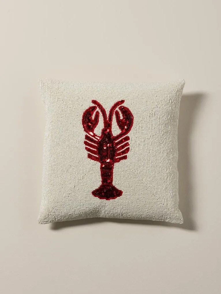 Pernă decorativă cu homar roșu, 35×35 cm