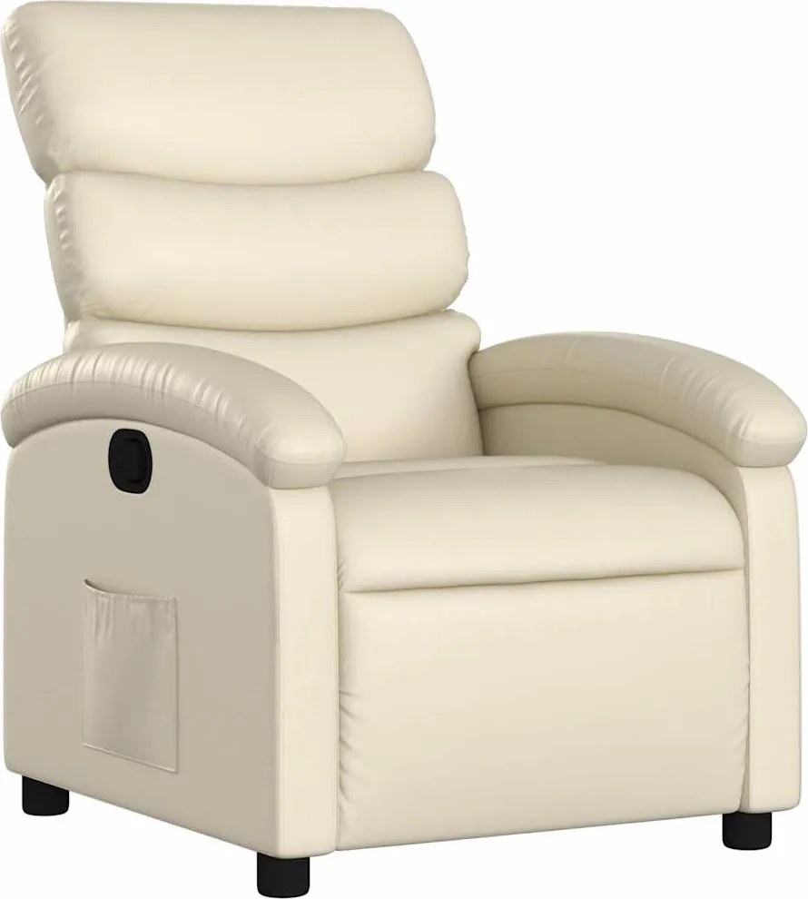 vidaXL Fotoliu rabatabil, crem, piele ecologică