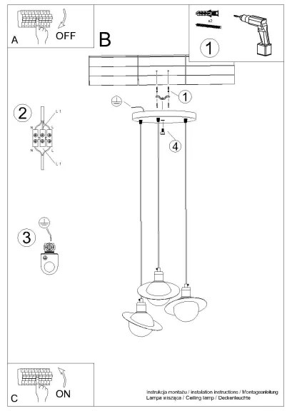 Lustră pe cablu Sollux SL.1357 HYPERION 3xG9/8W/230V alb