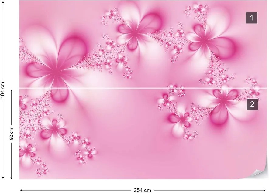 GLIX Fototapet - Pink Abstract Design Flowers Vliesová tapeta  - 254x184 cm