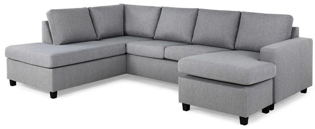 Colțar Scandinavian Choice C171Negru, Gri deschis, 283x199x80cm, Picioare: Plastic