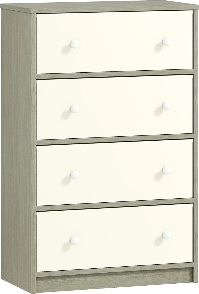 HOMCOM Comodă Modernă cu 4 Sertare Pliabile 58x30x91 cm, Alb și Gri | Aosom Romania