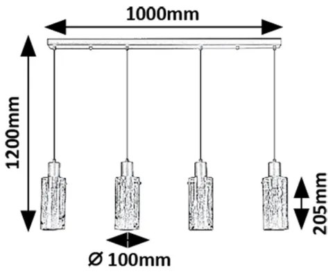 Lustră pe cablu Rabalux 72039 FUMEA 4xE27/60W/230V
