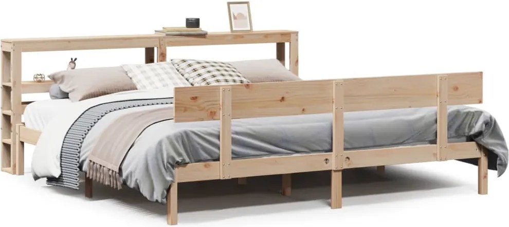 vidaXL Cadru de pat fără saltea, 200x200 cm, lemn masiv pin