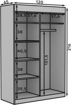Dulap cu usi glisante si oglinda Osgar, ADRK Furniture (Culoare: Alb, Dimensiuni: 150x216 cm)