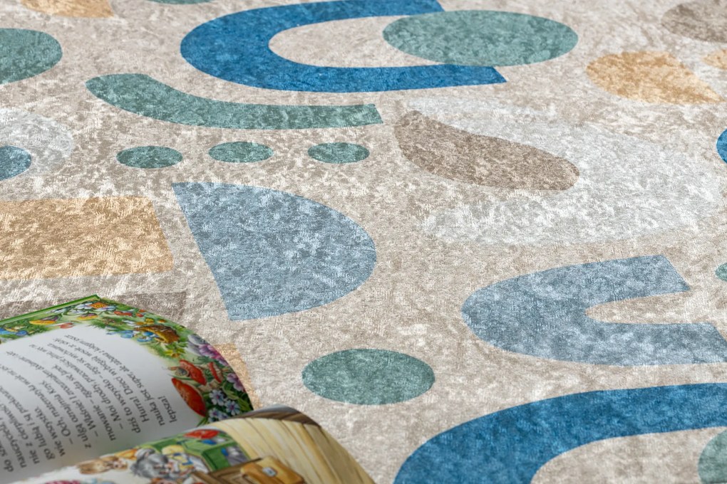 BAMBINO 61460 covor lavabil Geometrică pentru copii anti-alunecare - bej / albastru