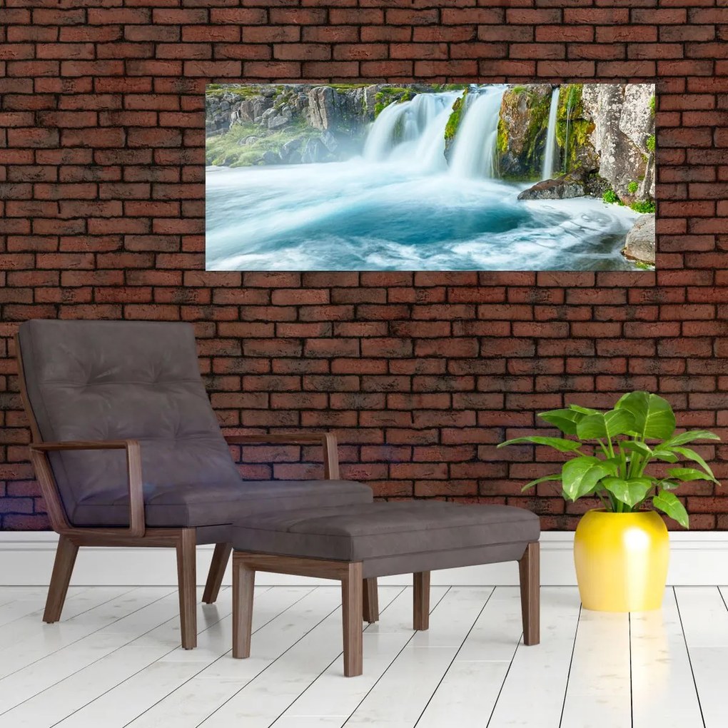 Tablou - Stânci și cascade (120x50 cm)