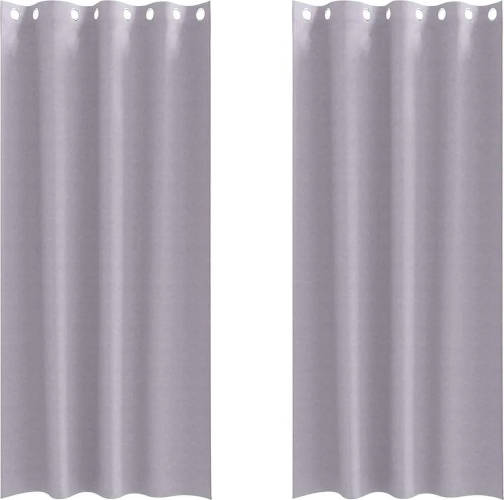 vidaXL Perdele Opaque cu Inel 2 pcs Gri Metalic 260 x 140 cm Poliester
