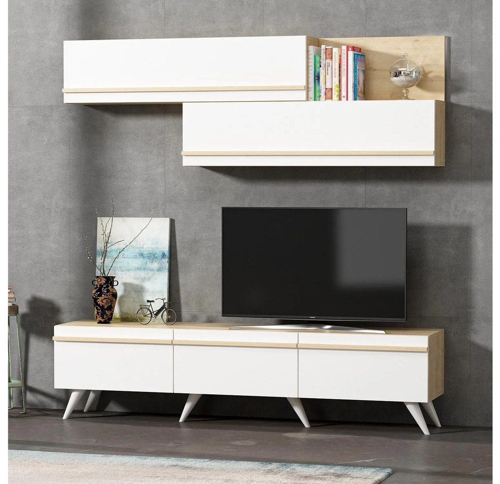 Mobilier living Amstel (Stejar zafir + Alb). 1088822