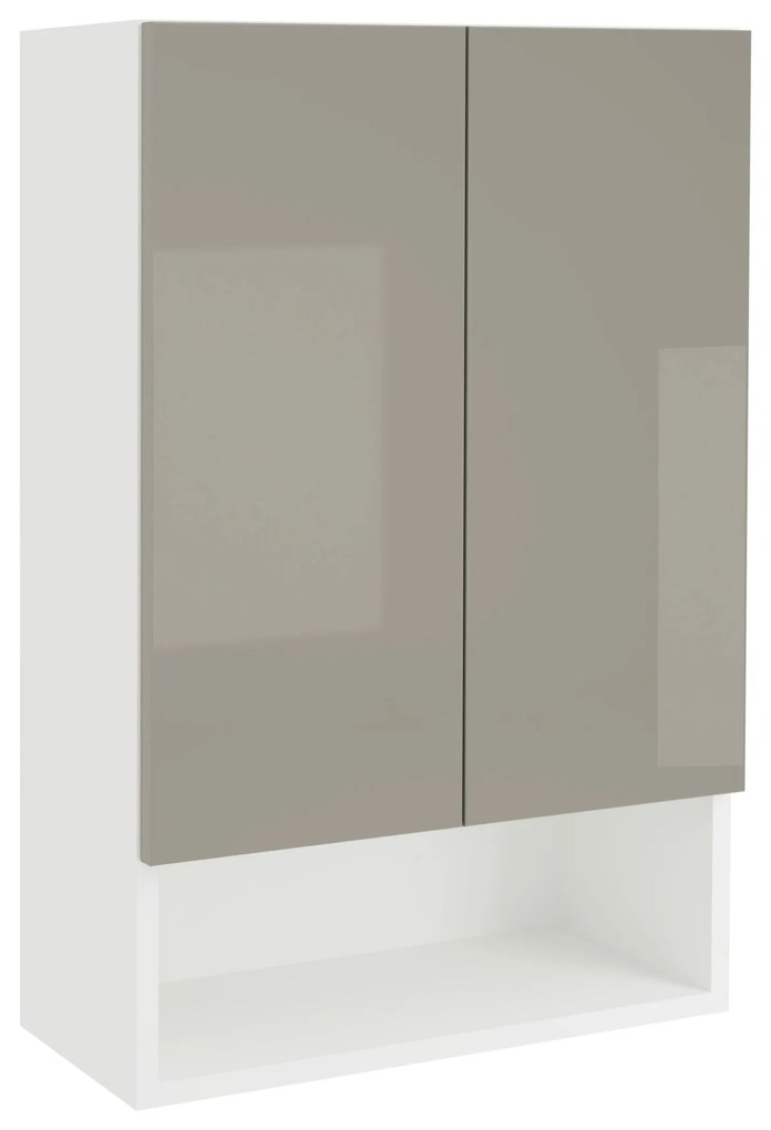 Corp Baie Zed, Suspendat, 2 Usi, Gri Lucios/Alb, MDF, L 48 x l 22 x H 72 cm