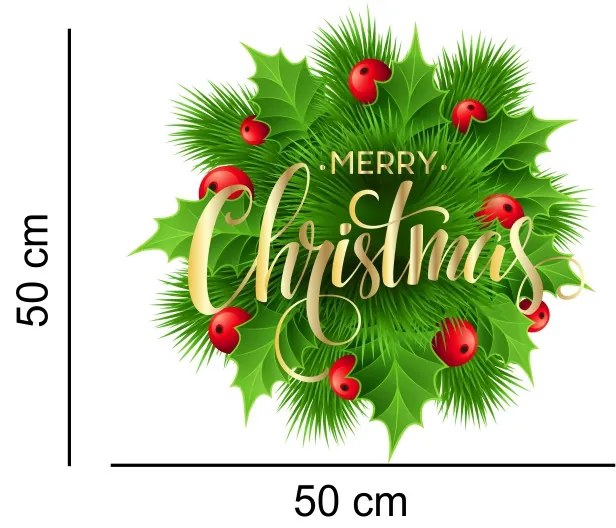 Sticker decorativ Decoratiune Craciun Coronita Merry Christmas