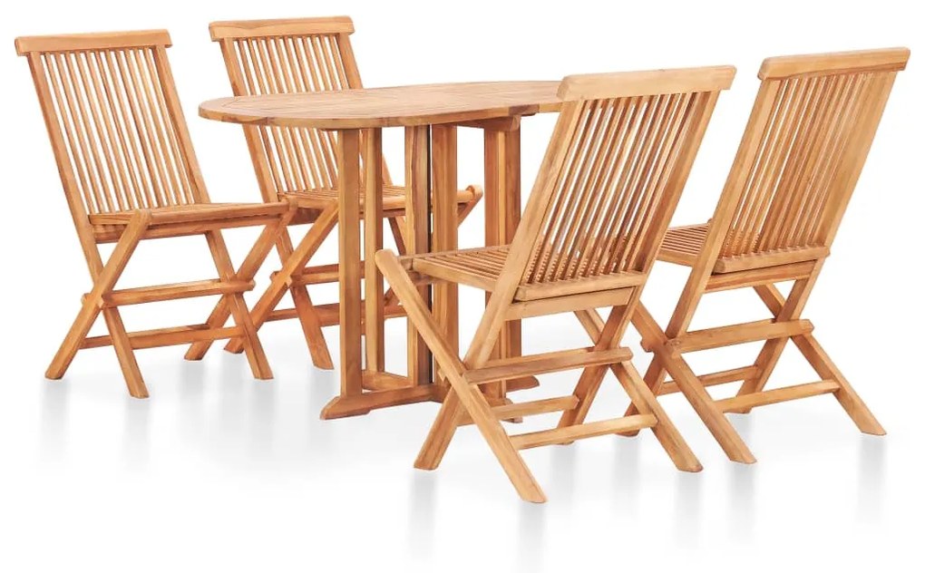 Set mobilier de exterior pliabil, 5 piese, lemn masiv de tec