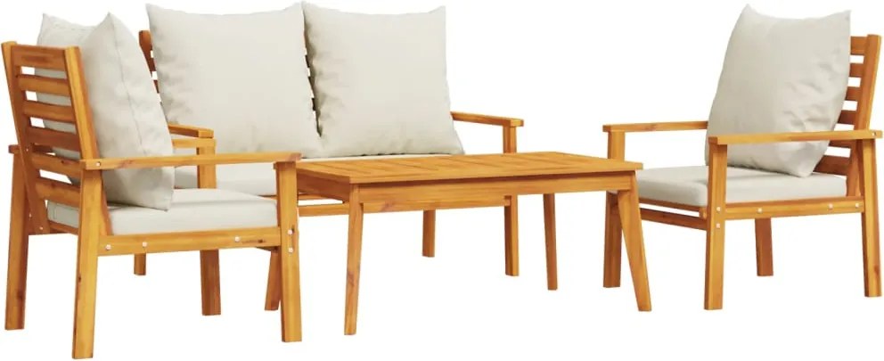 vidaXL Set mobilier de grădină cu perne, 4 piese, lemn masiv de acacia