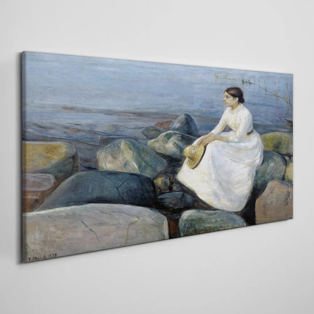 Tablou canvas Plaja de noapte de vară de Edvard Munch