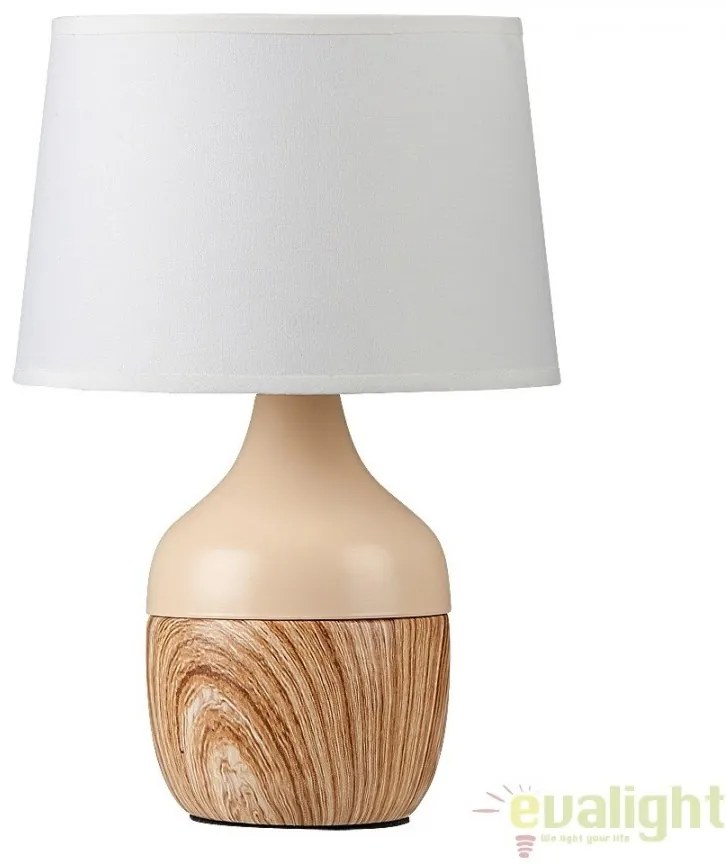 Veioza, lampa de masa, finisaj bej/alb, diametru 20cm, Yvette 4370 RX