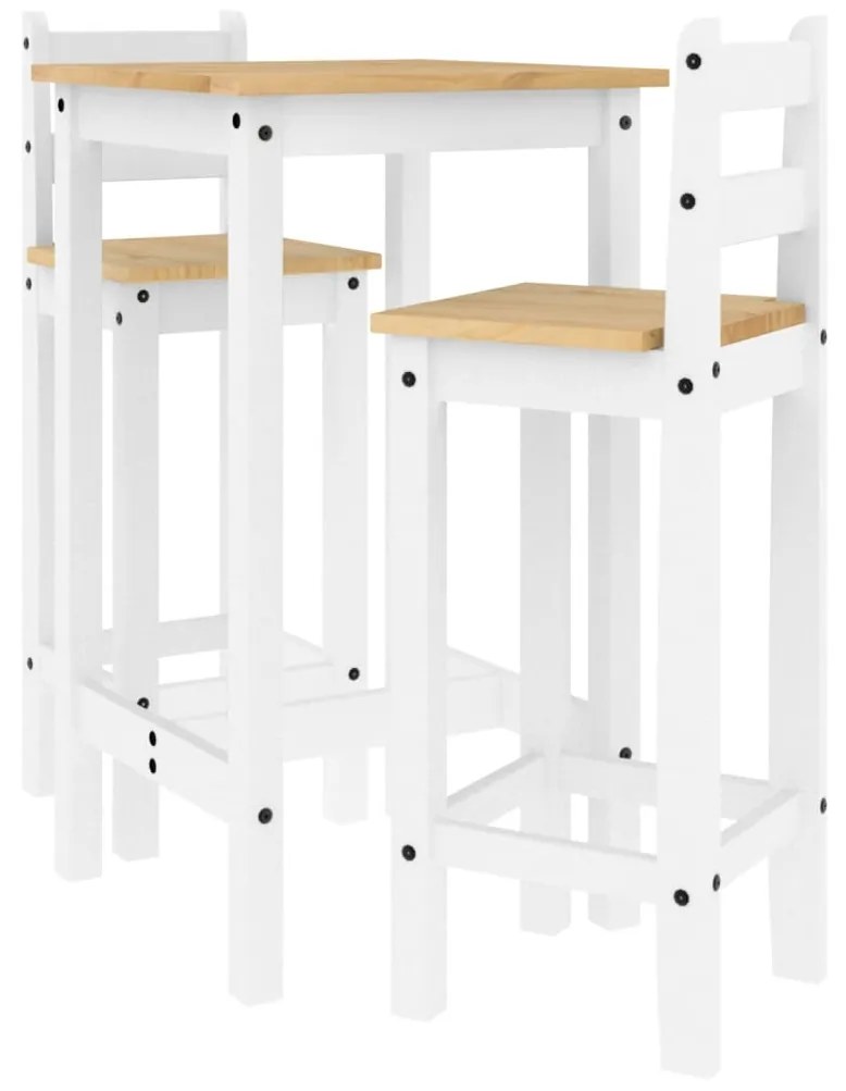 4005689 vidaXL Set mobilier de bar, 3 piese, alb, lemn masiv de pin