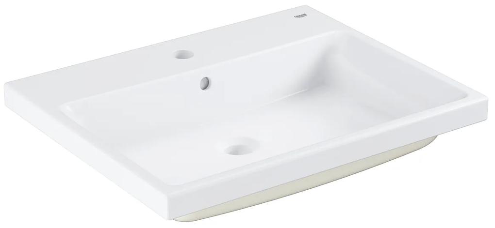 Lavoar baie incastrat alb 60 cm, dreptunghiular, Grohe Cube Ceramic Pure Guard