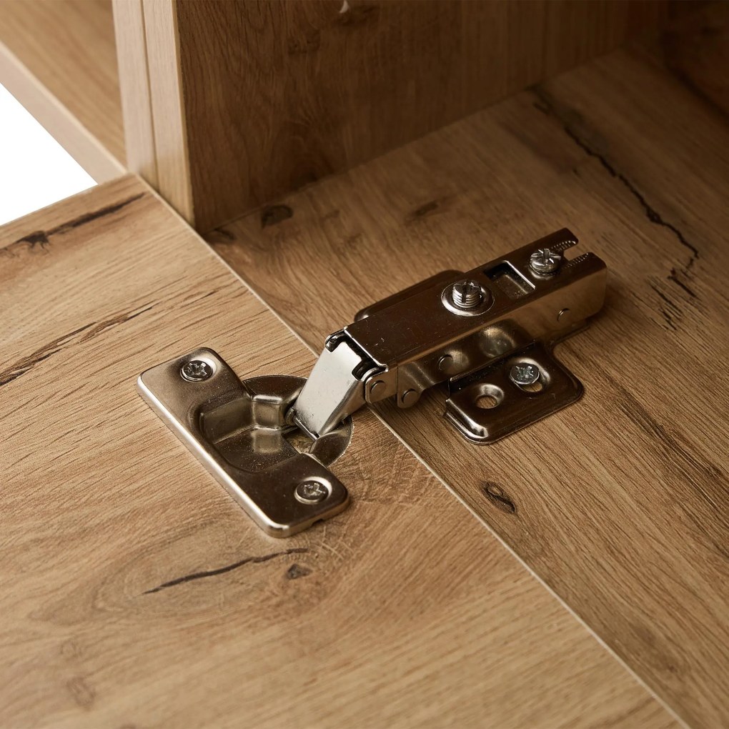 Dulap TV modern, cu iluminare LED și spațiu de depozitare deschis, 190x40x48,5 cm, Negru + Culoare naturală