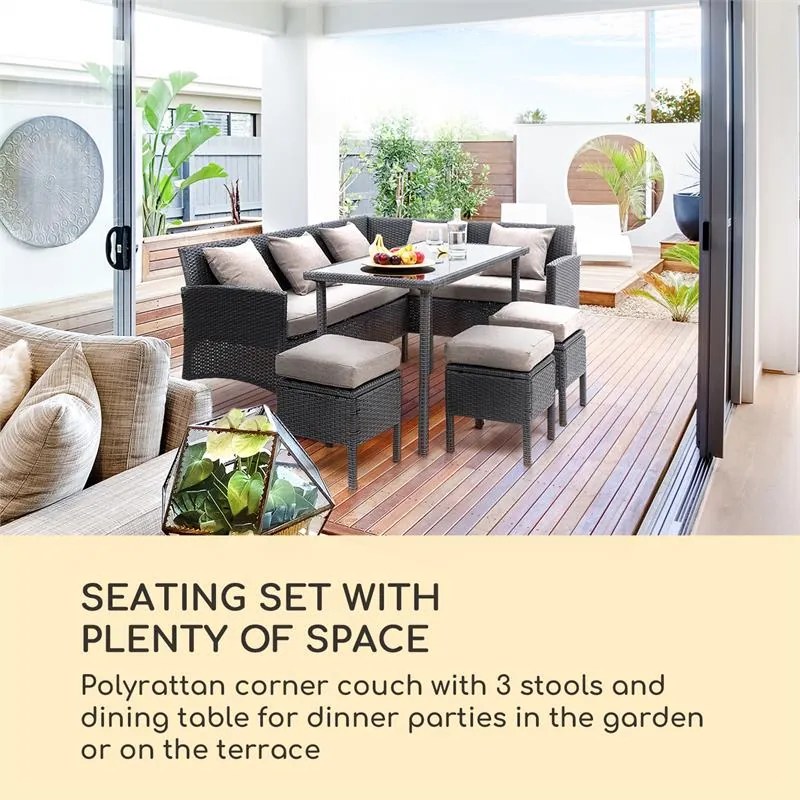 Titania Dining Lounge, set de grădină, negru / maro