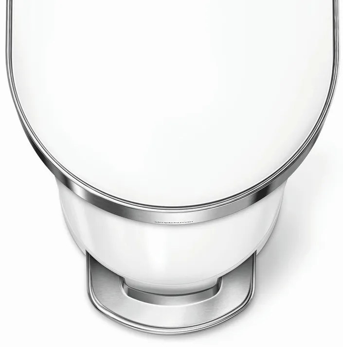 Coș pedală oval îngust 45 l, oțel alb, alb