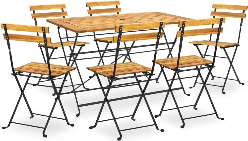 vidaXL Set mobilier de exterior pliabil, 7 piese, lemn masiv de acacia