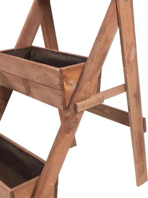 Suport de flori din lemn Vas de flori cu 3 niveluri din lemn natural