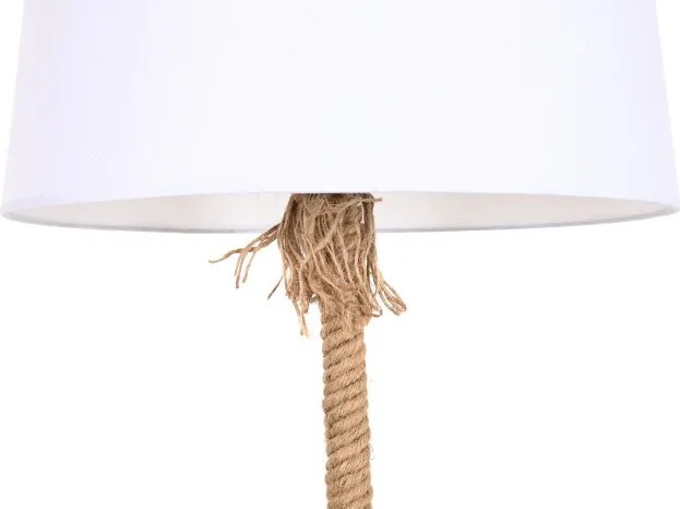 Lampadar decorativ stil mediteranea alb, funie in structura abajur din in, "LAM"