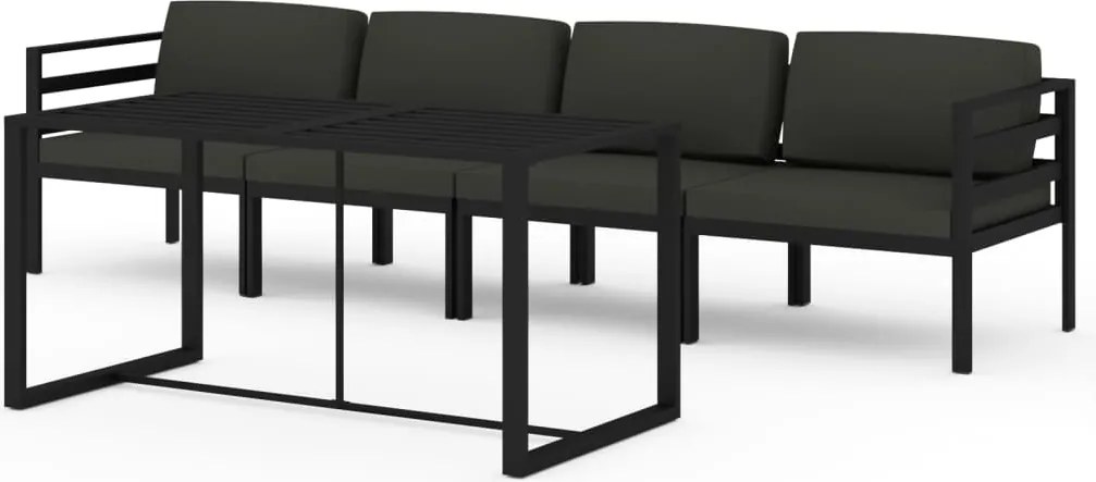vidaXL Set mobilier de grădină cu perne, 5 piese, antracit, aluminiu