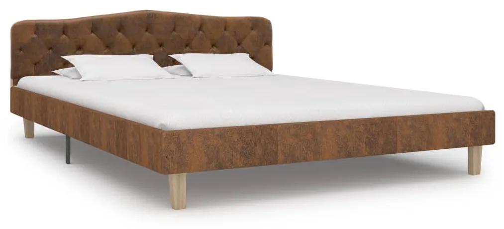 284940 vidaXL Cadru de pat, maro, 160x200 cm, piele întoarsă ecologică