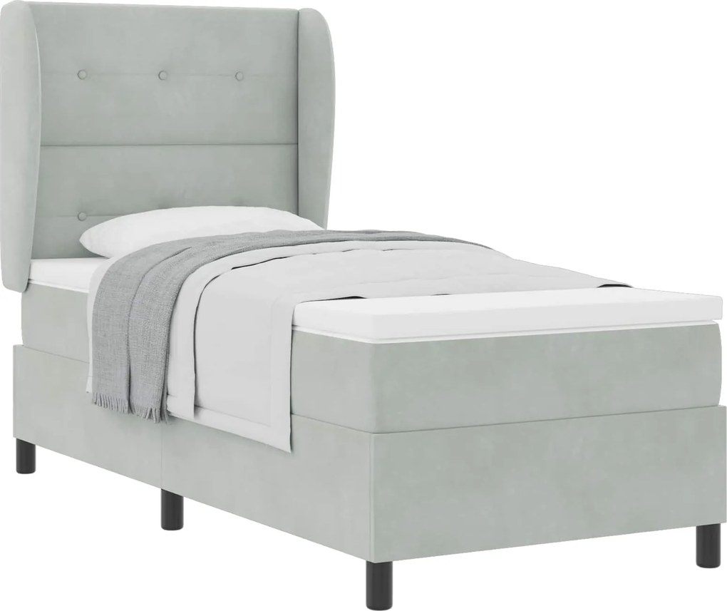 vidaXL Pat cu arcuri cu saltea Gri deschis 200 x 100 cm Catifea