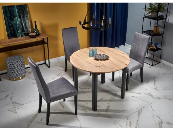 Masă de dining CALMIO, stejar artisan/negru