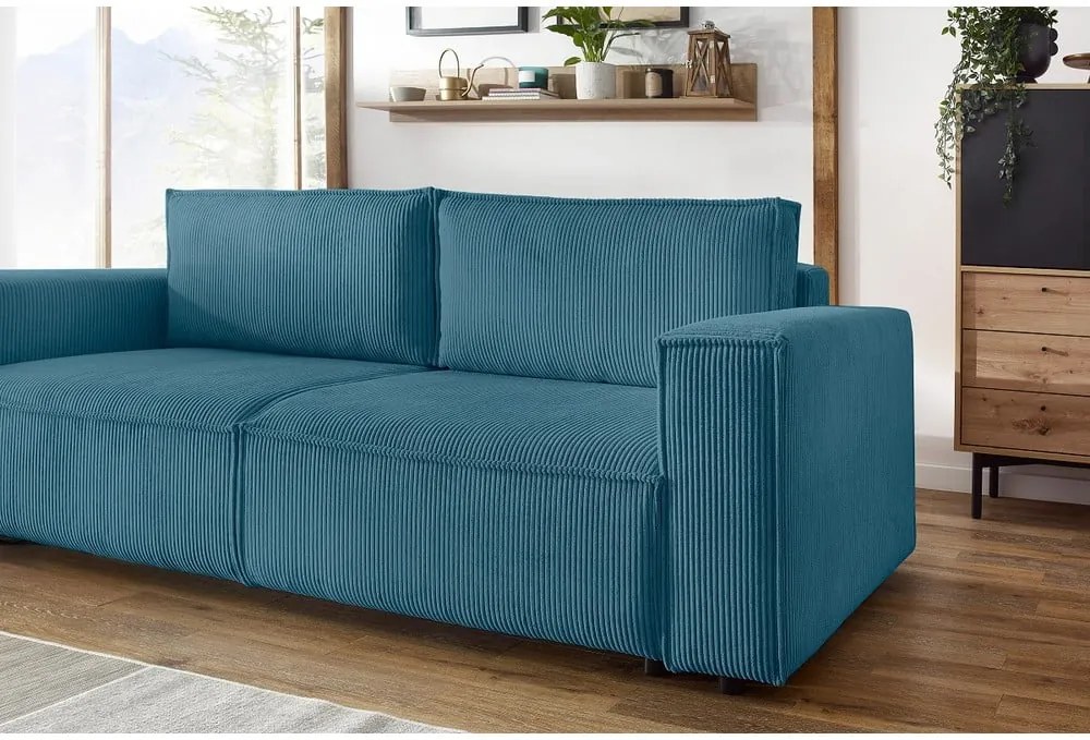 Canapea extensibilă din reiat Bobochic Paris Nihad, 245 cm, turcoaz