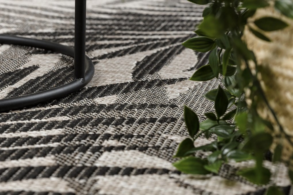 Covor sisal Floorlux 20504 Frunze argintiu si negru Junglă - SECUNDAR-COTATI PRODUSUL