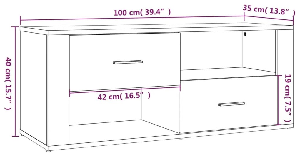 Comoda TV, gri beton, 100x35x40 cm, lemn prelucrat 1, Gri beton