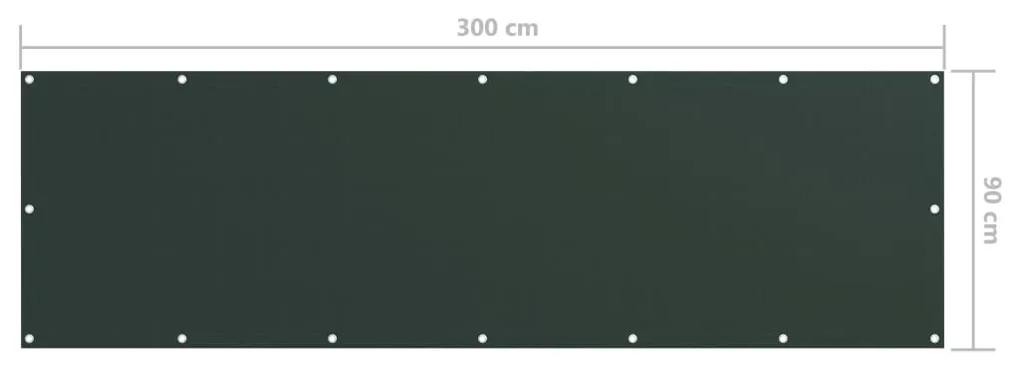 Paravan de balcon, verde inchis, 90x300 cm, tesatura oxford Verde inchis, 90 x 300 cm