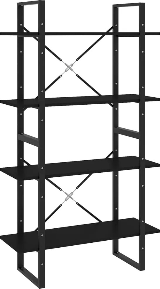 vidaXL Bibliotecă cu 4 rafturi, negru, 80x30x140 cm, PAL
