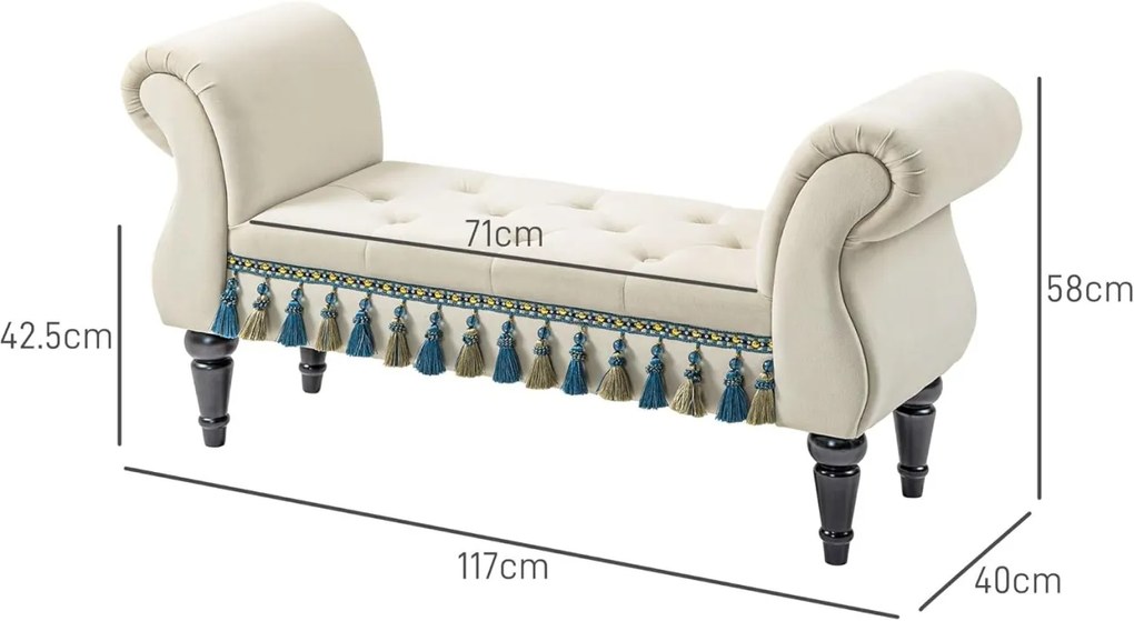 BAN246 - Bancuta 117 cm, bancheta, banca living, dormitor, hol - Crem