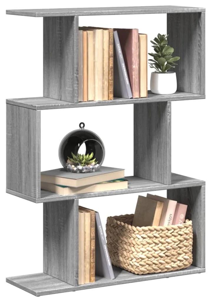 vidaXL Bibliotecă/separator 3 niveluri sonoma gri 70x24x97 cm lemn