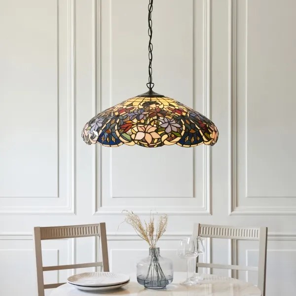 Endon 112193 - Candelabru suspendat pe lanț Tiffany SULLIVAN 3xE27/60W/230V ø 57 cm