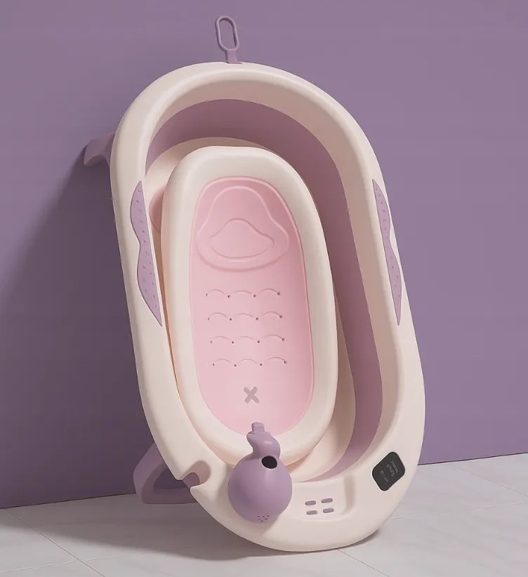 Baie pliabilă pentru copii VAIANA PREMIUM cu un șezlong - mai multe culori Violet