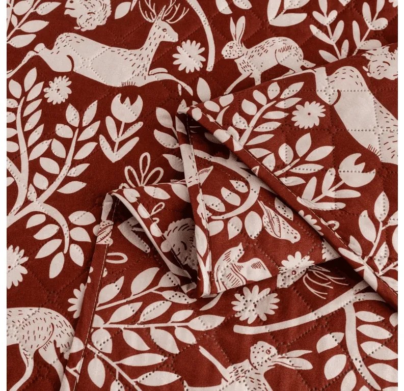 Cuvertura de pat FOREST ANIMALS, maro Dimensiune: 170 x 210 cm