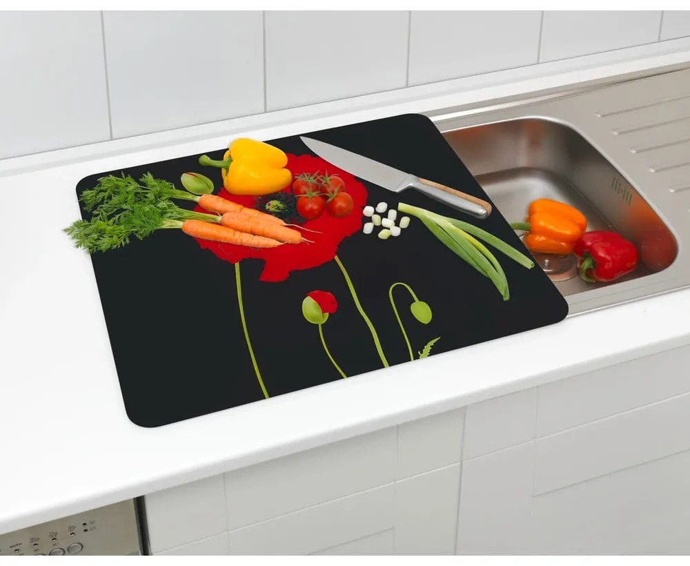 Protecție din sticlă temperată pentru peretele de lângă aragaz 50x56 cm Poppy – Maximex