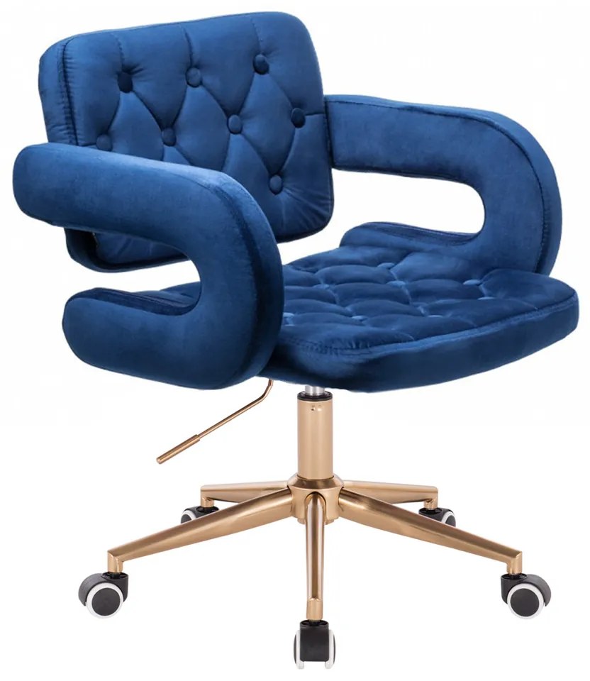 HR8403K Scaun Catifea Bleumarin Bază Aurie